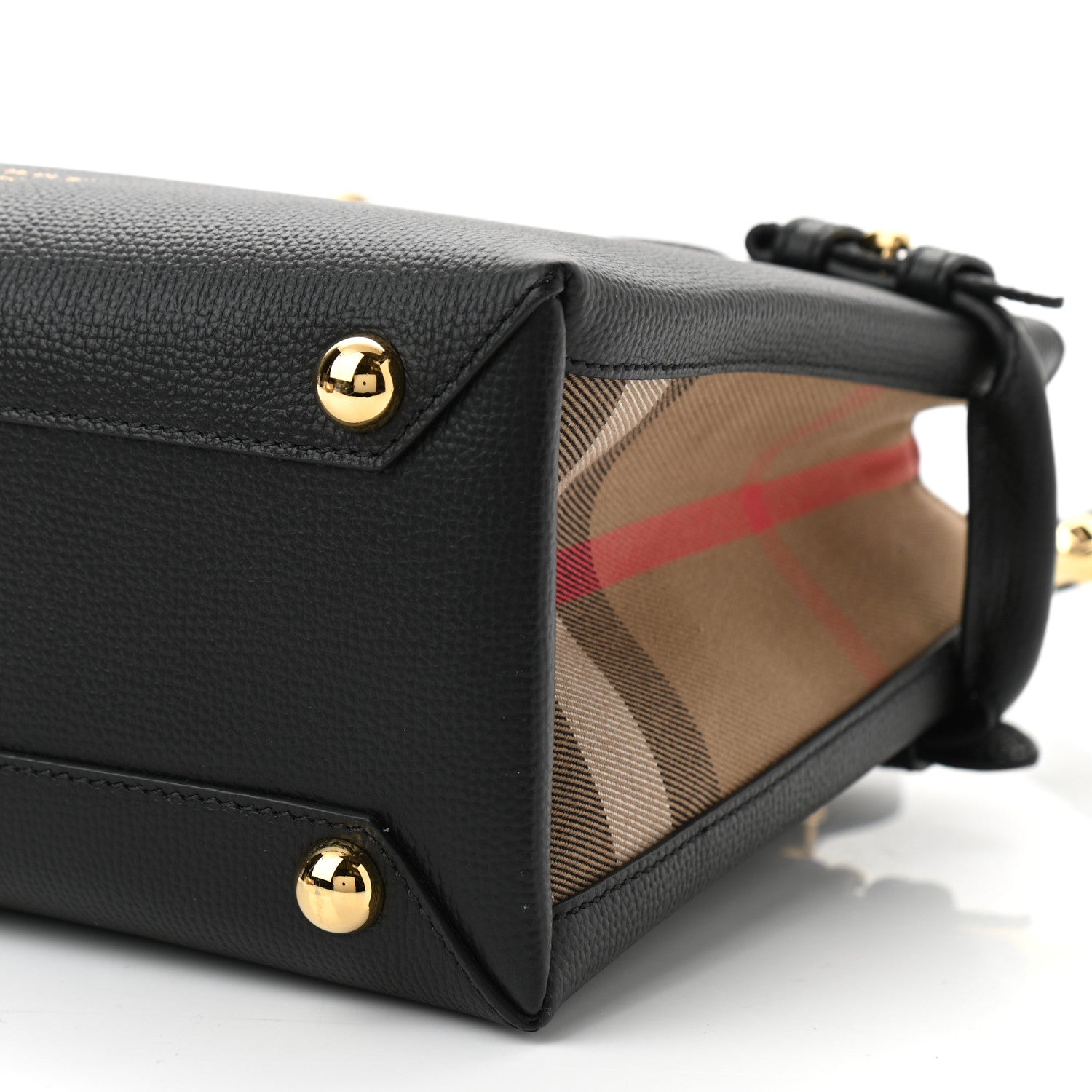 Burberry Derby Calfskin House Check Small Banner Tote Black 10 of 10