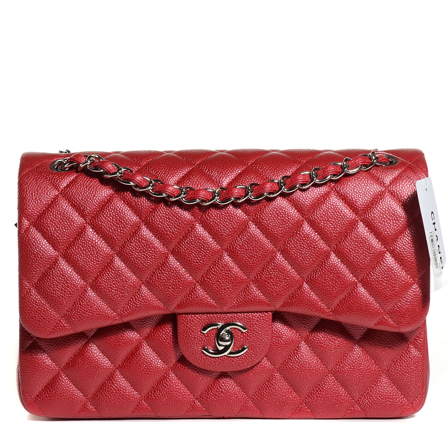 Chanel Pearly Caviar Quilted Jumbo Double Flap Dark Pink 1 of 9