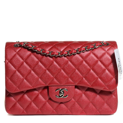 Chanel Pearly Caviar Quilted Jumbo Double Flap Dark Pink 1 of 9