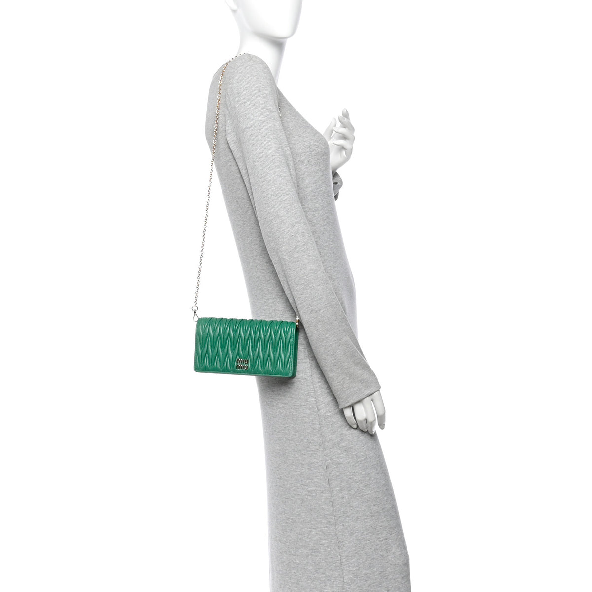 Miu Miu Nappa Matelasse Smartphone Holder With Chain Mango 2 of 10