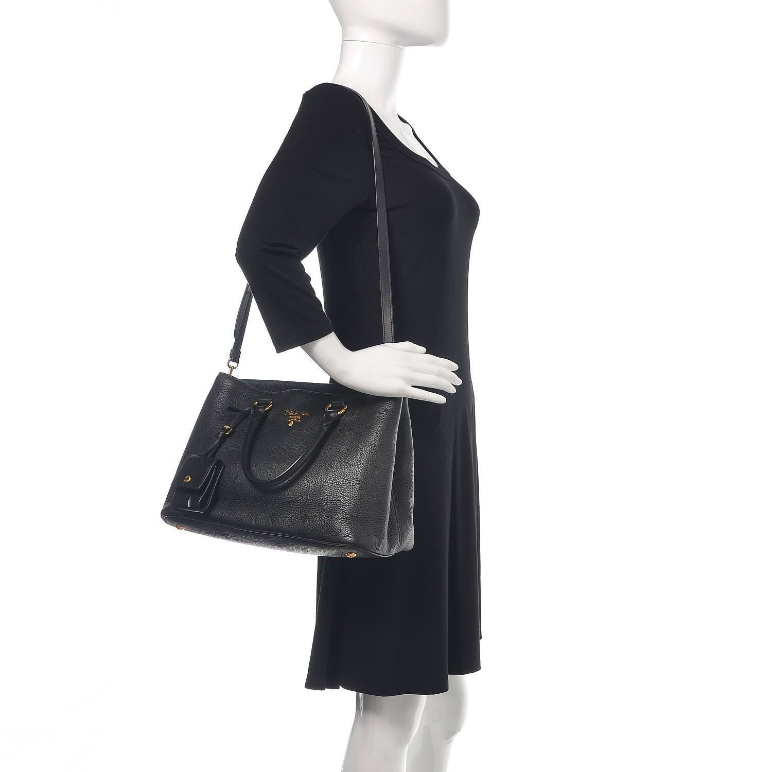 Prada Vitello Daino Top Handle Tote Black 2 of 10