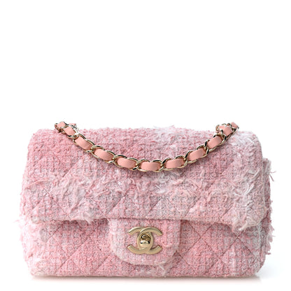 Chanel Tweed Quilted Mini Rectangular Flap Light Pink White 1 of 11