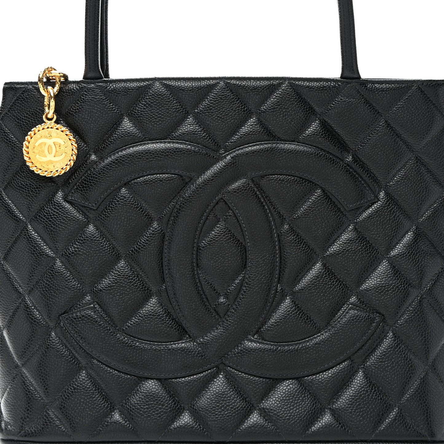 Caviar Quilted Medallion Tote Black