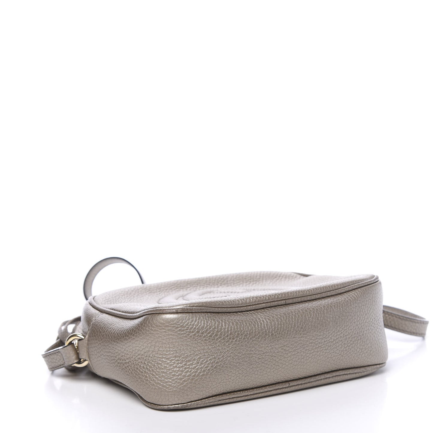 Metallic Pebbled Calfskin Small Soho Disco Bag Golden Beige