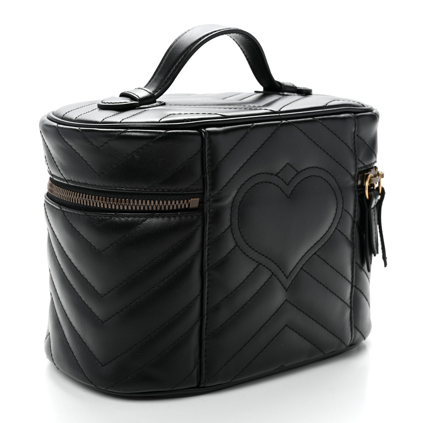 Calfskin Matelasse Small GG Marmont Vanity Cosmetic Case Black