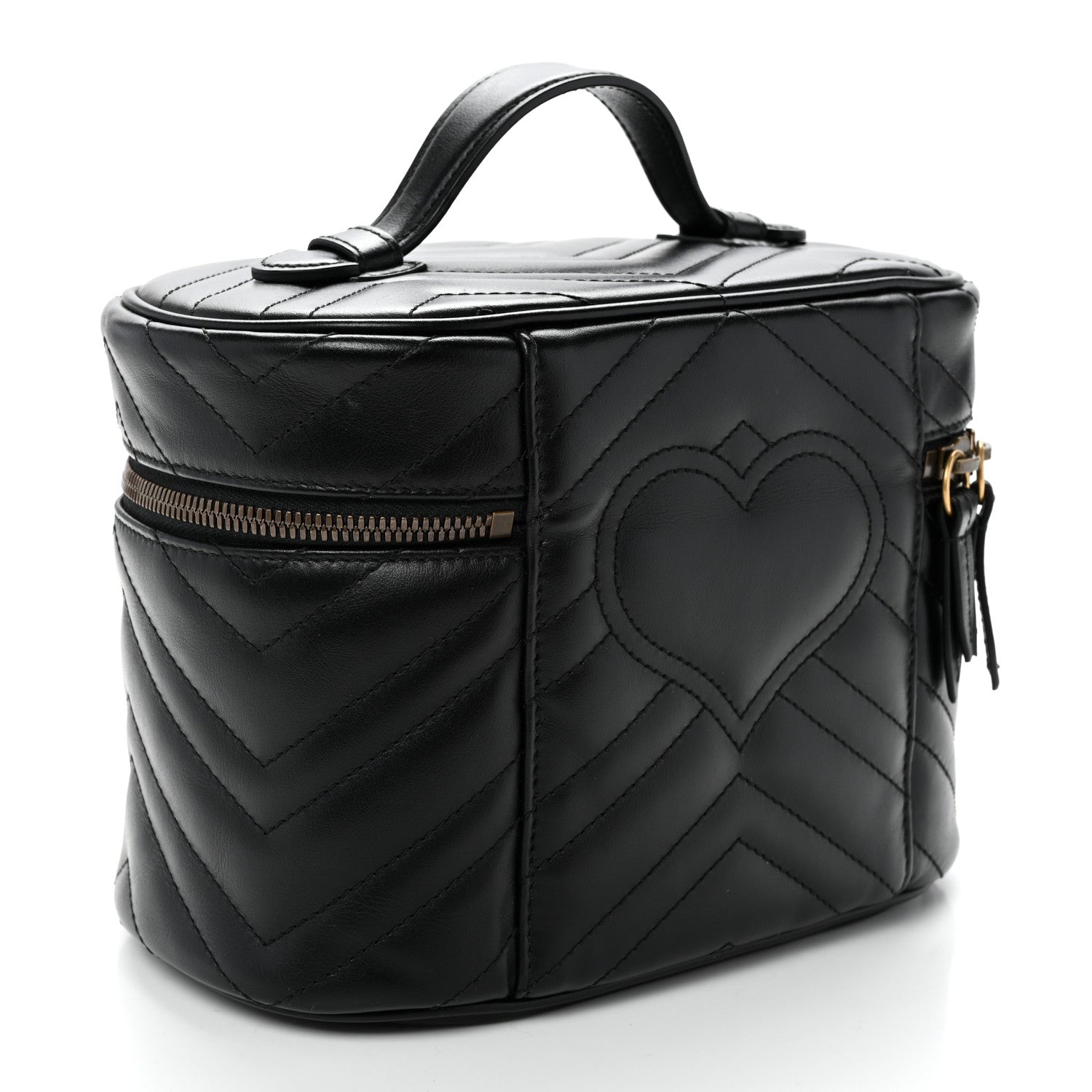 Gucci Calfskin Matelasse Small GG Marmont Vanity Cosmetic Case Black 3 of 11