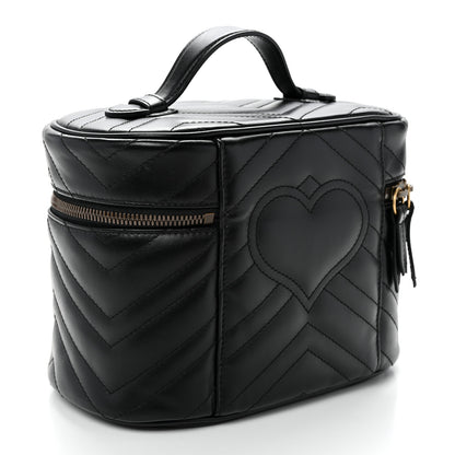 Gucci Calfskin Matelasse Small GG Marmont Vanity Cosmetic Case Black 3 of 11