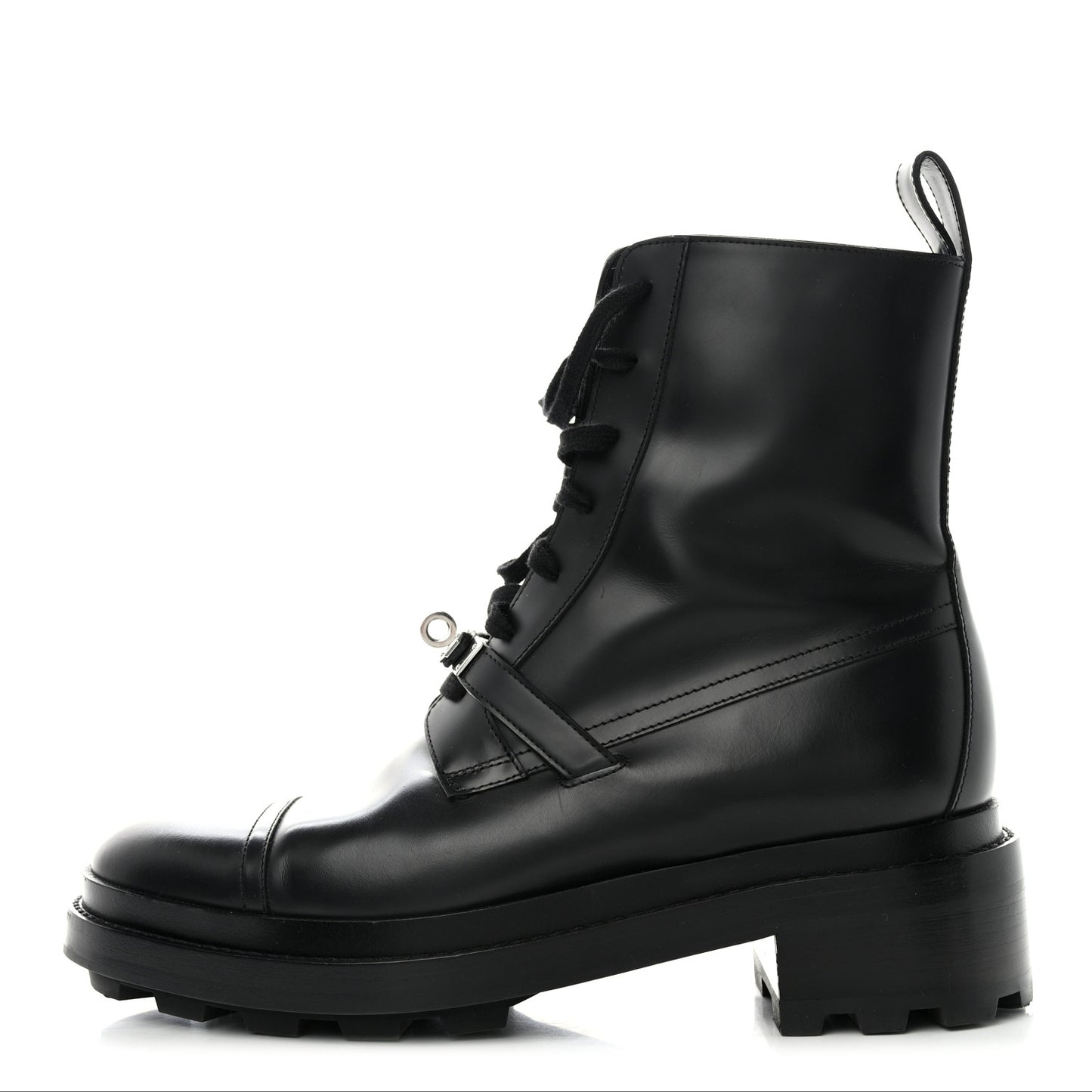 Glossed Calfskin Funk Ankle Boots 40 Black