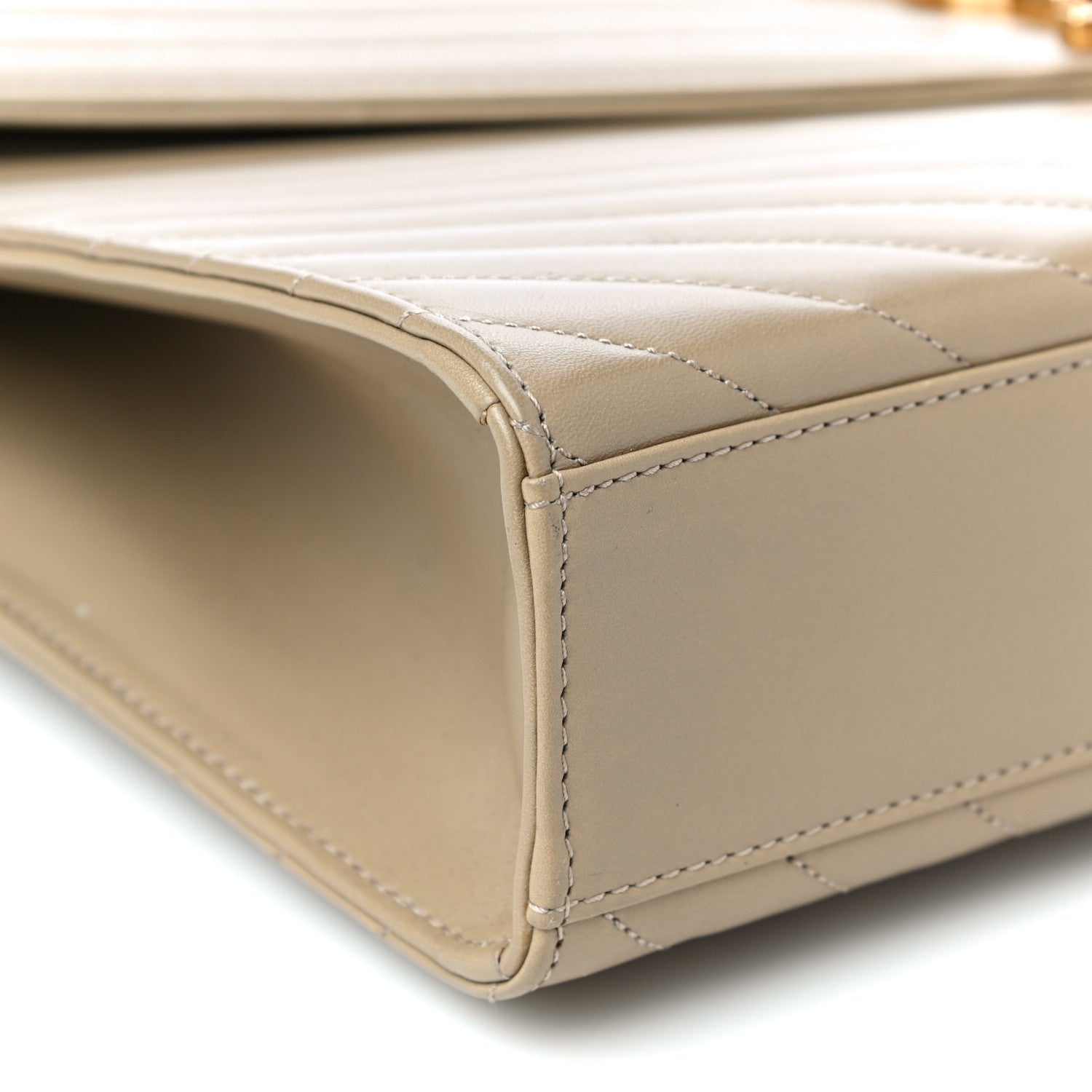 Saint Laurent Lambskin Matelasse Chevron Large Monogram Satchel Beige 8 of 15