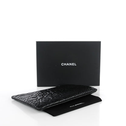 Chanel Lambskin Camellia Embossed Large Cosmetic Case Black 4 of 7