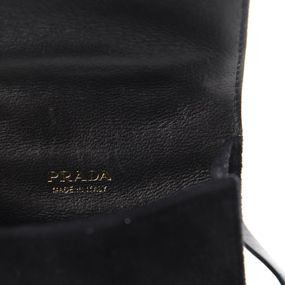 Prada Velvet City Calfskin Micro Cahier Bag Black Alloro 8 of 9