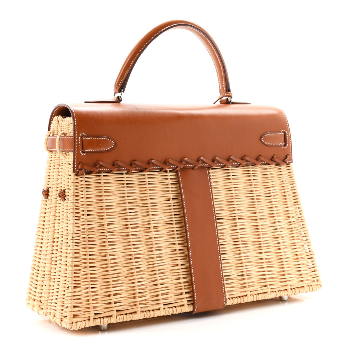 Hermes Wicker Barenia Picnic Kelly 35 Naturel Fauve 3 of 11