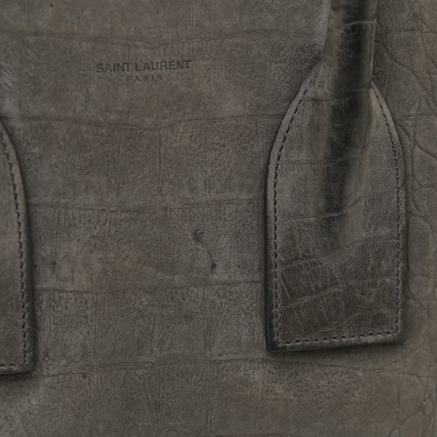 Crocodile Embossed Nubuck Small Sac De Jour Dark Anthracite