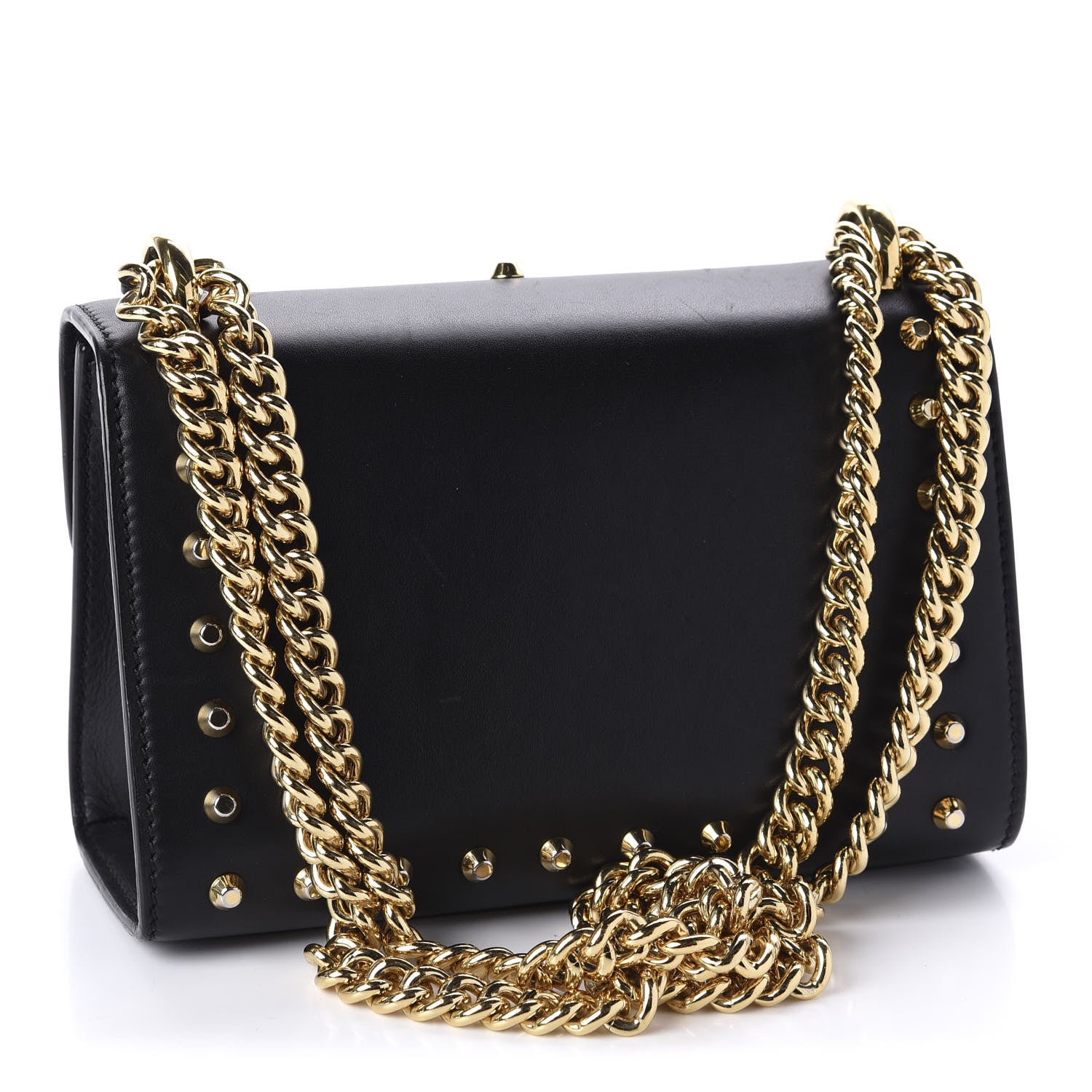 Gucci Calfskin Studded Small Padlock Shoulder Bag Black 4 of 11