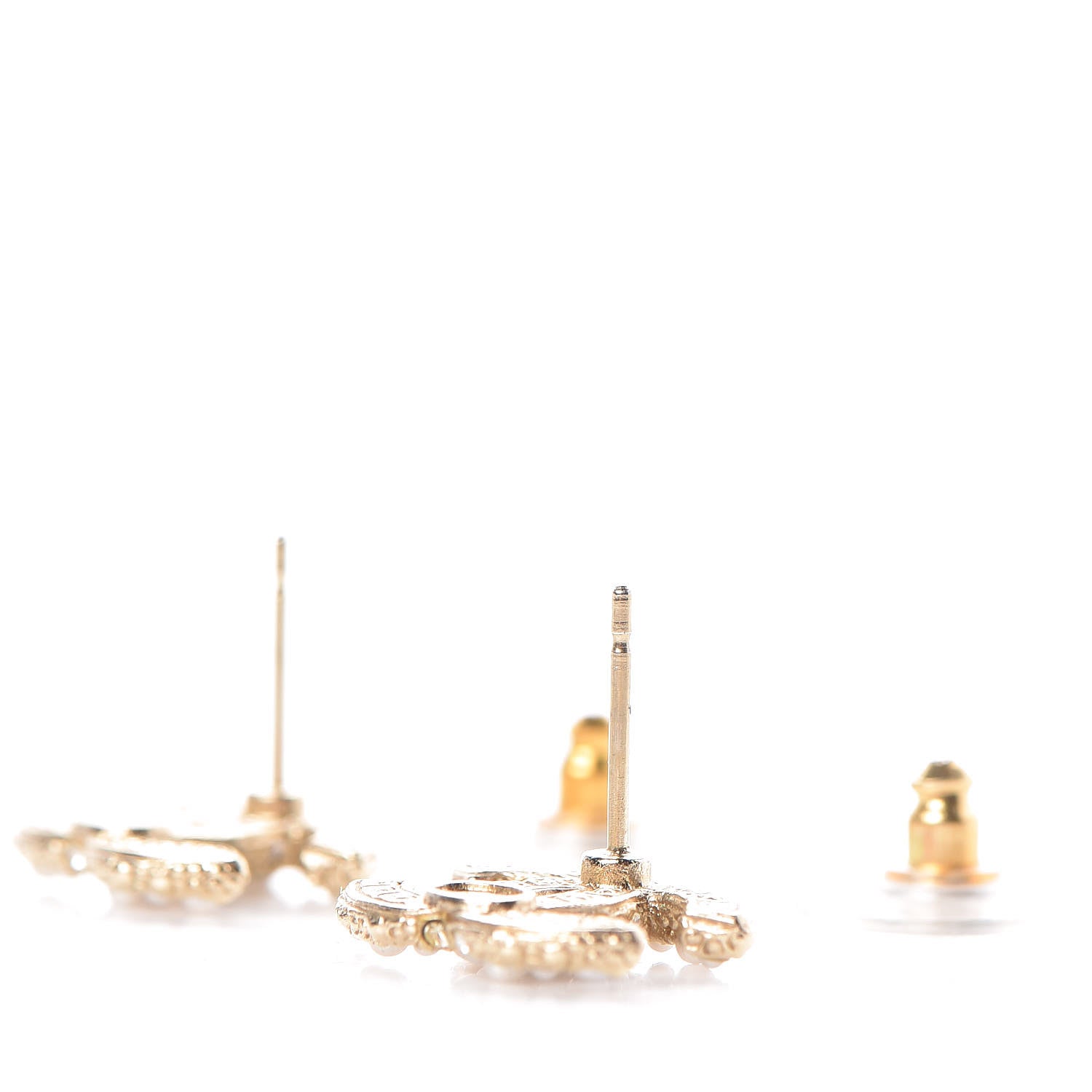 Chanel Pearl Crystal CC Earrings Gold 3 of 5