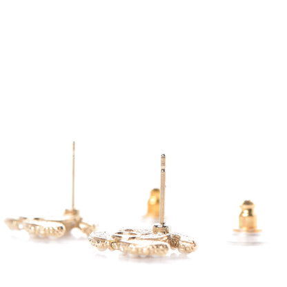 Chanel Pearl Crystal CC Earrings Gold 3 of 5