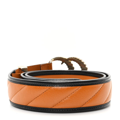 Gucci Azalea Calfskin Matelasse Diagonal Torchon Double G 40mm Belt 90 36 Cognac Black 2 of 4
