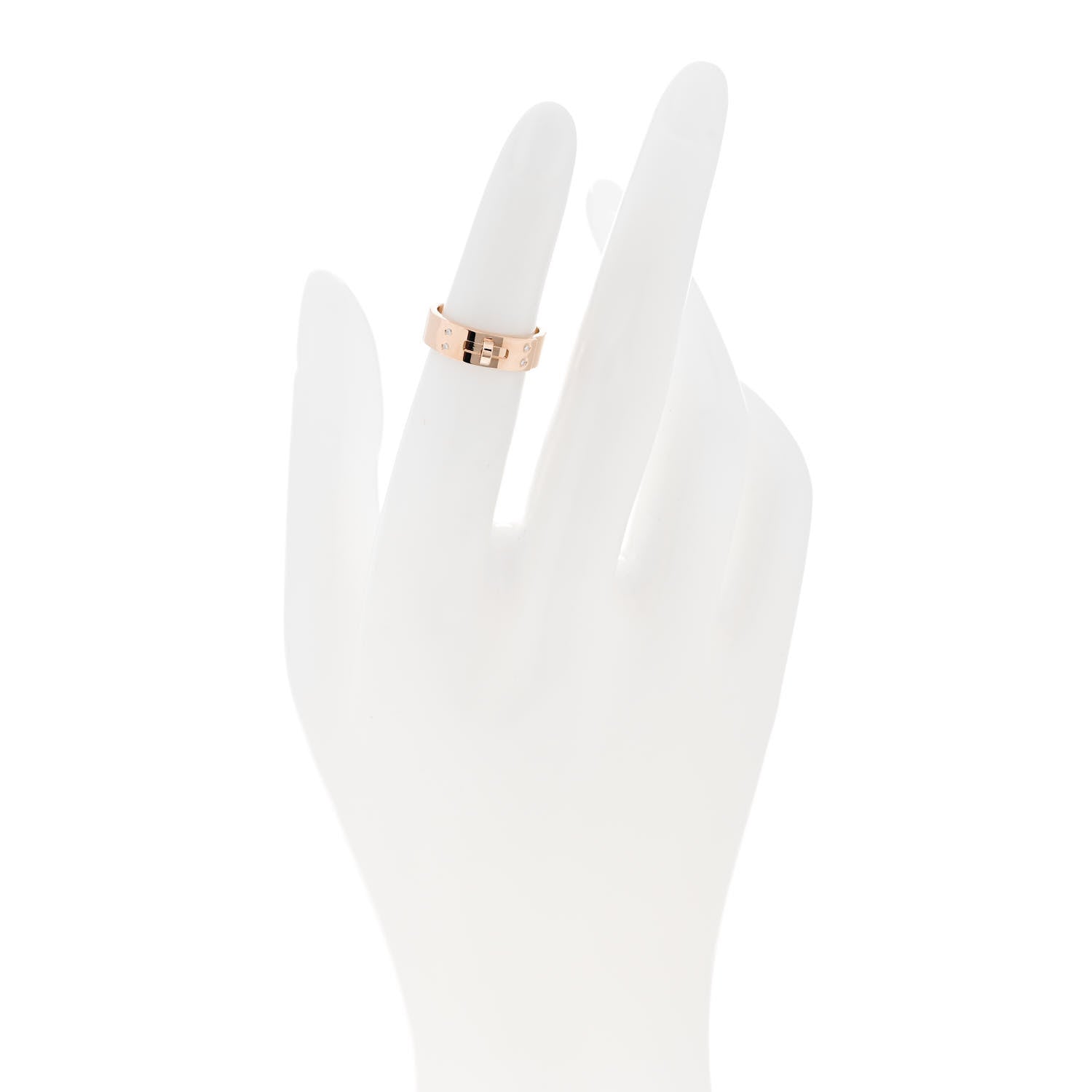 Hermes 18K Rose Gold Diamond PM Kelly Ring 47 4 2 of 5