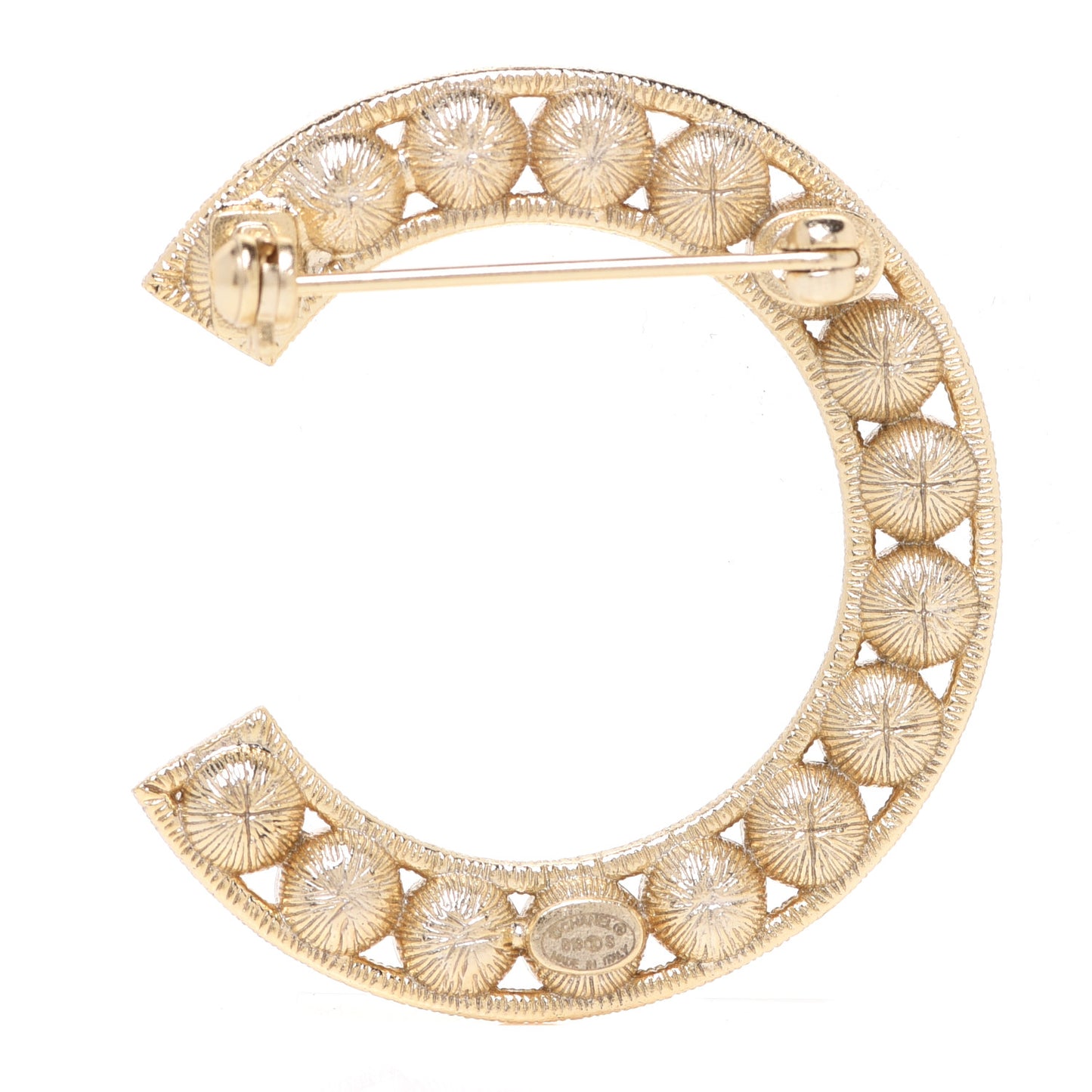 Crystal Cha-Nel Logo Brooch Set Gold