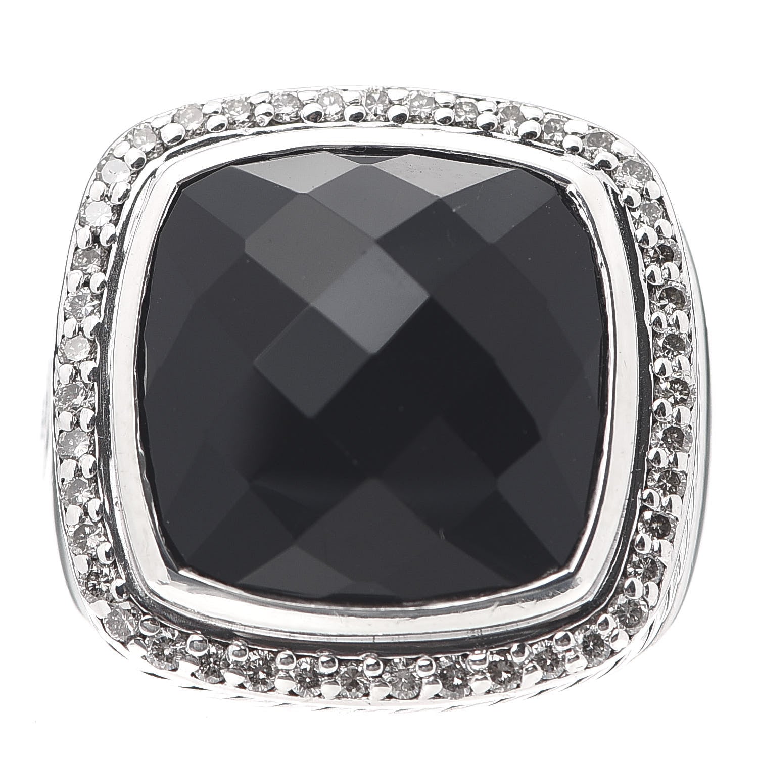 David Yurman Sterling Silver Diamond Black Onyx 14mm Albion Statement Ring 54 7 1 of 5