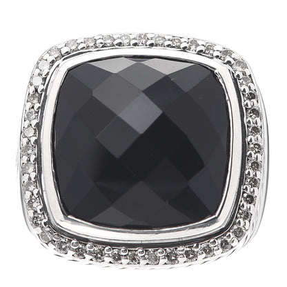 David Yurman Sterling Silver Diamond Black Onyx 14mm Albion Statement Ring 54 7 1 of 5