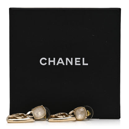 Chanel Metal Strass CC Heart Drop Earrings Gold 5 of 5