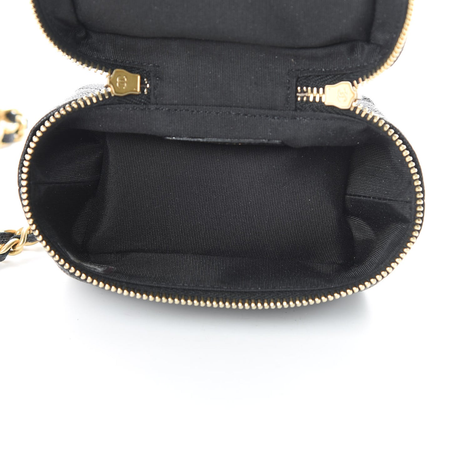 Caviar Quilted Mini Top Handle Vanity With Chain Black