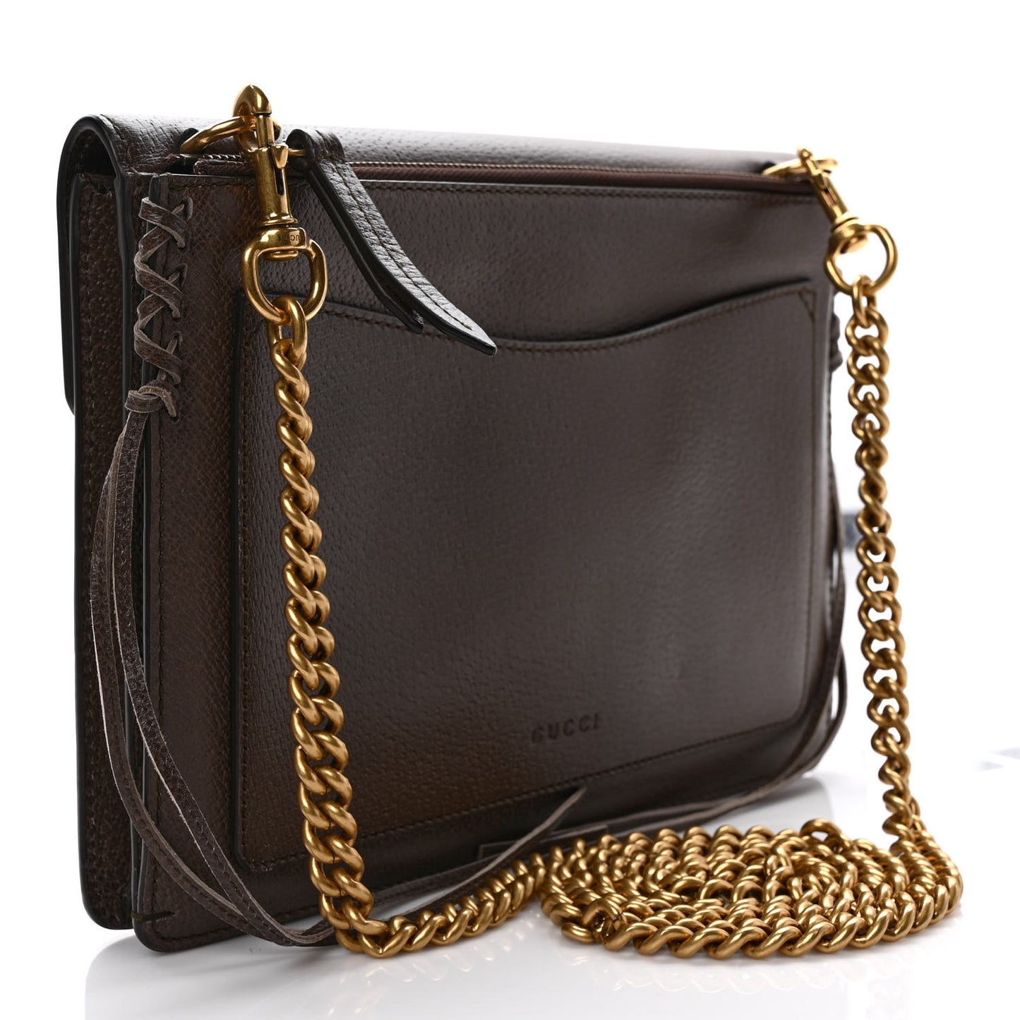 Grained Calfskin Web Animalier Shoulder Bag Brown