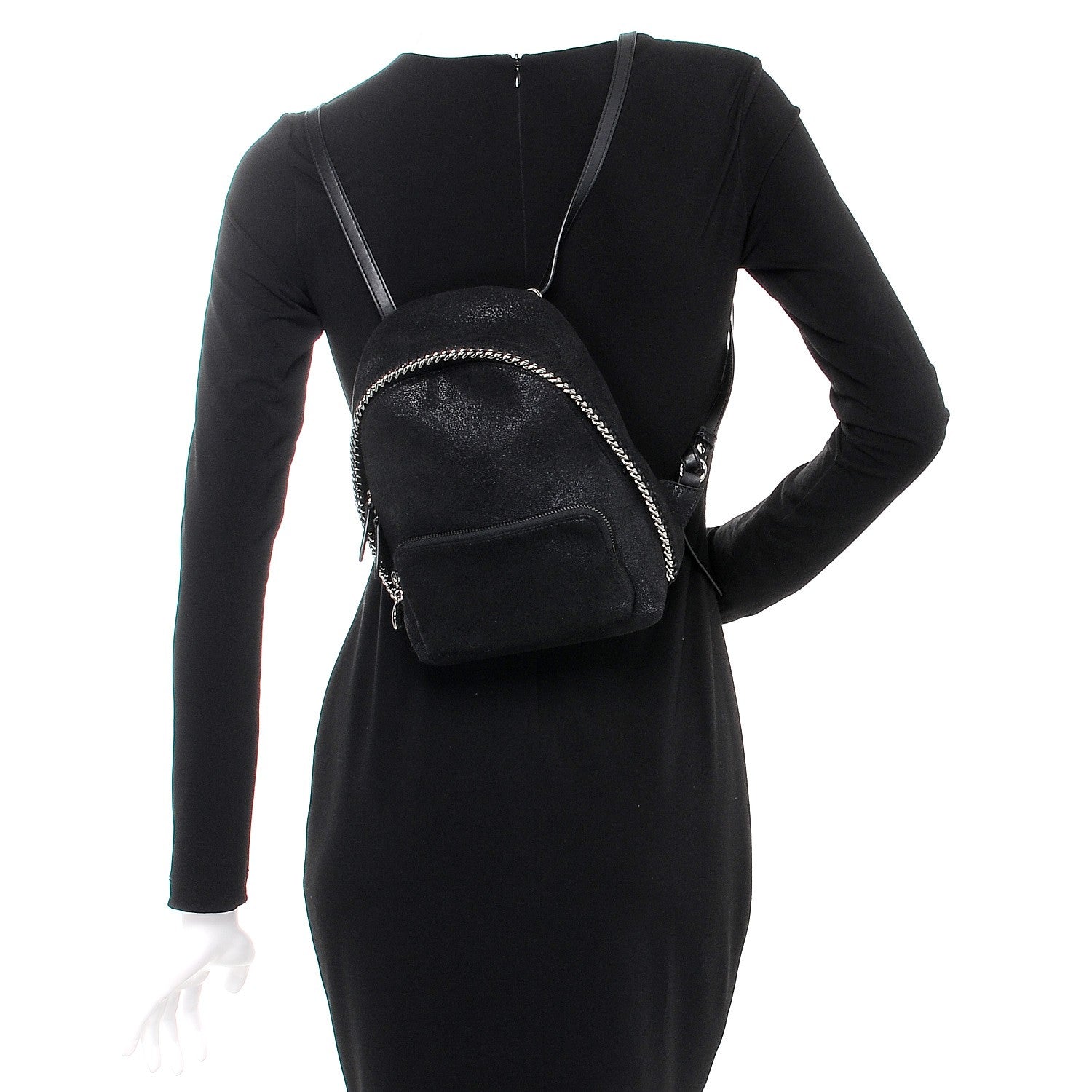 Stella McCartney Shaggy Deer Mini Falabella Backpack Black 2 of 7