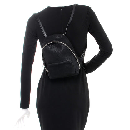 Stella McCartney Shaggy Deer Mini Falabella Backpack Black 2 of 7