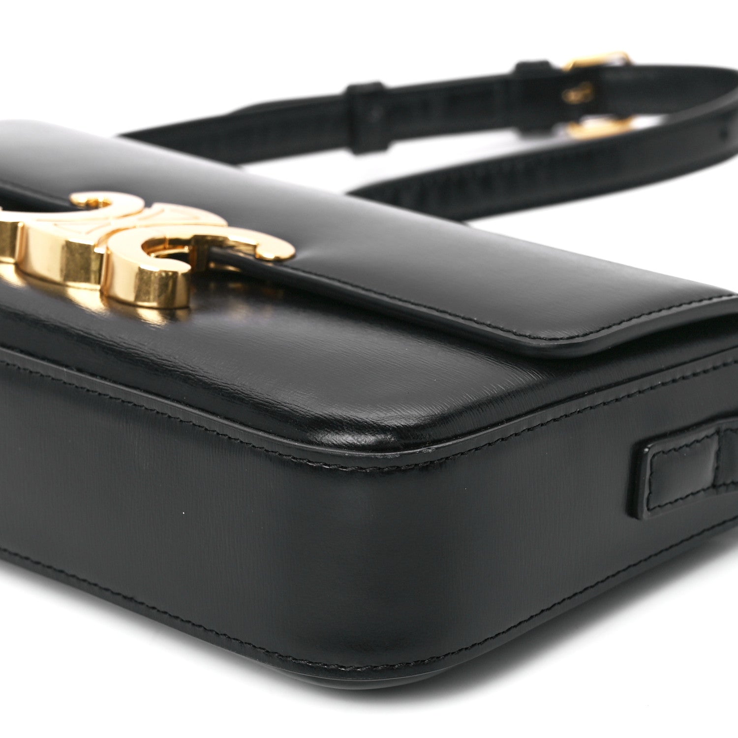 Celine Shiny Calfskin Triomphe Shoulder Bag Black 13 of 13