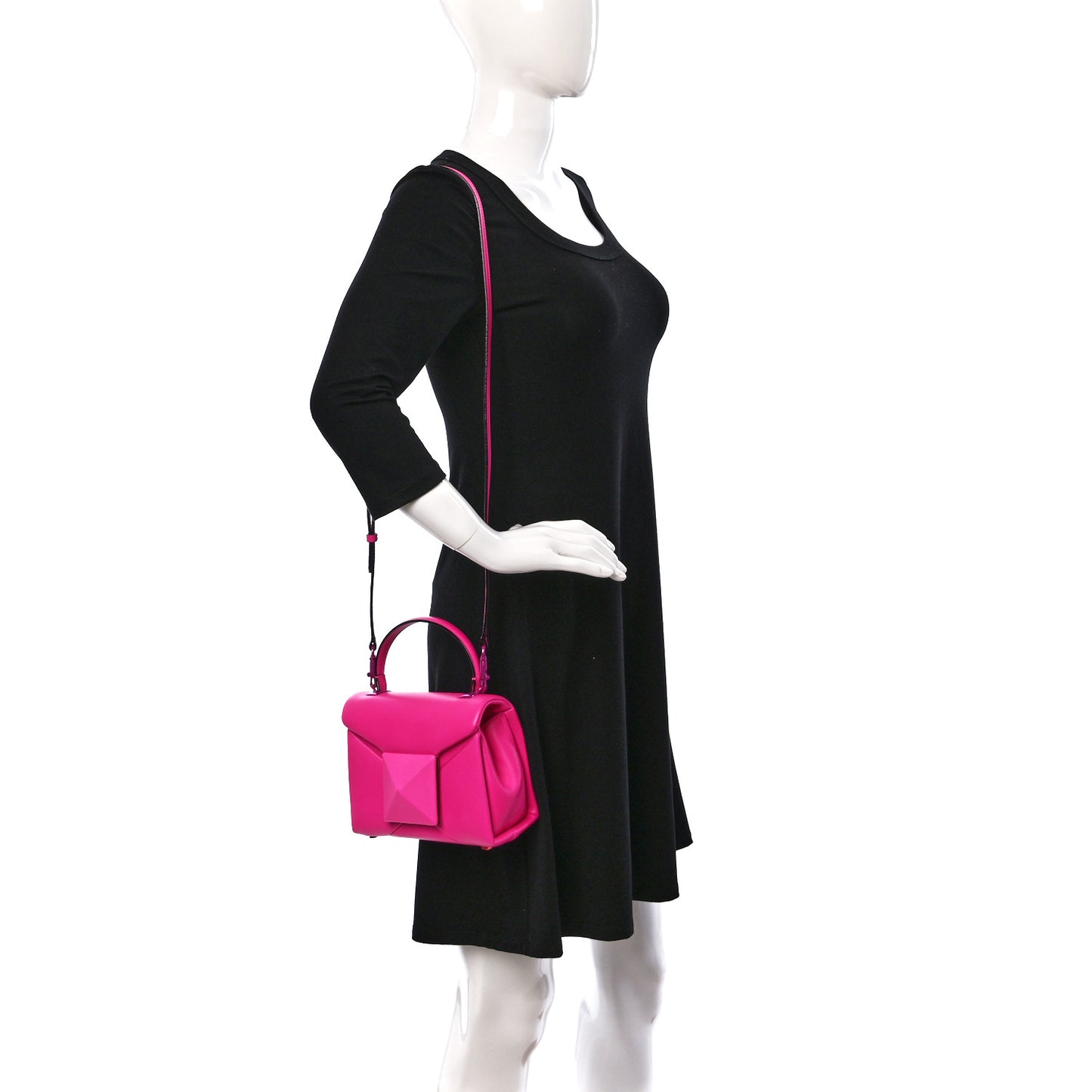 Nappa Tonal Monochrome Mini One Stud Top Handle Bag Pink PP