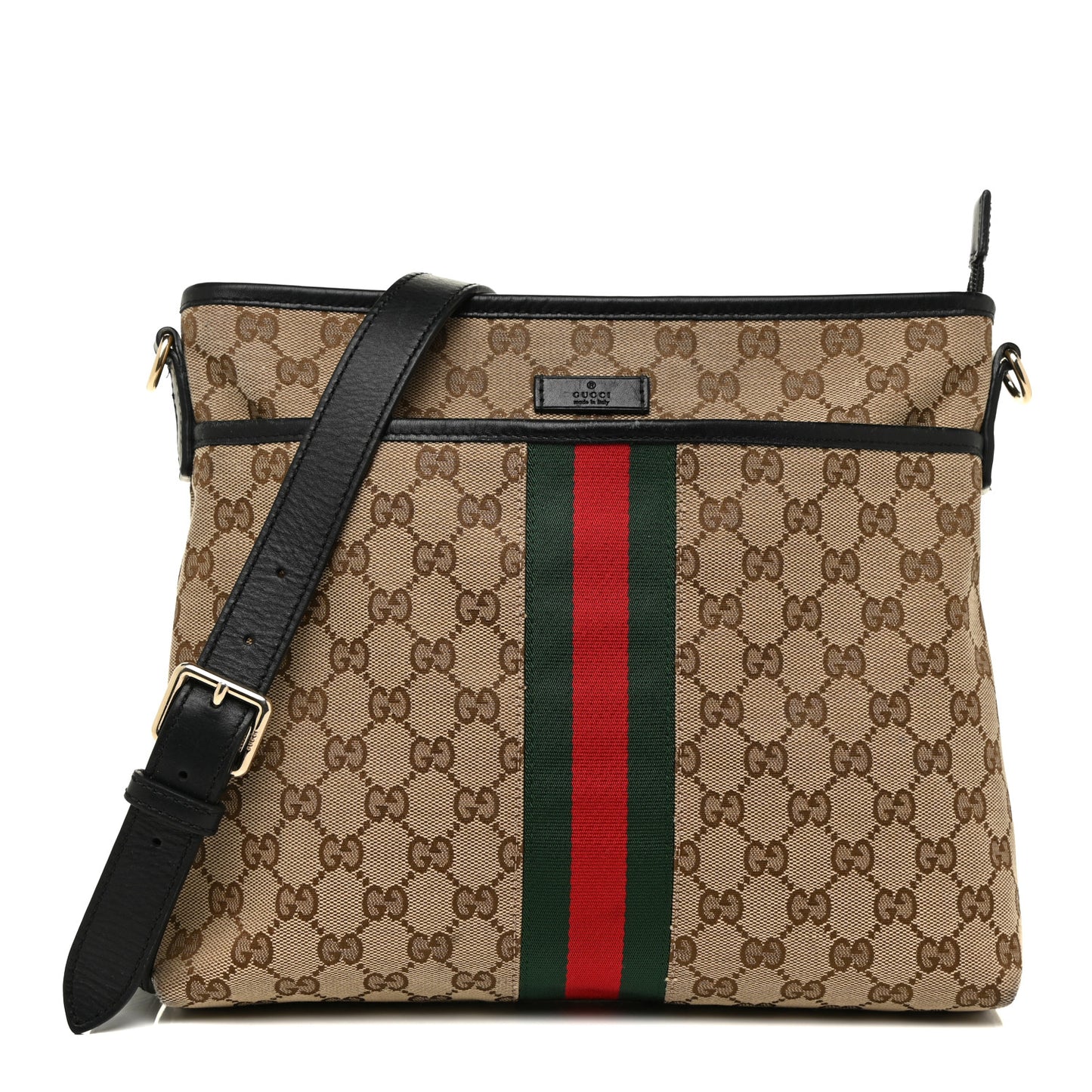 GG Monogram Web Flat Messenger Bag Black