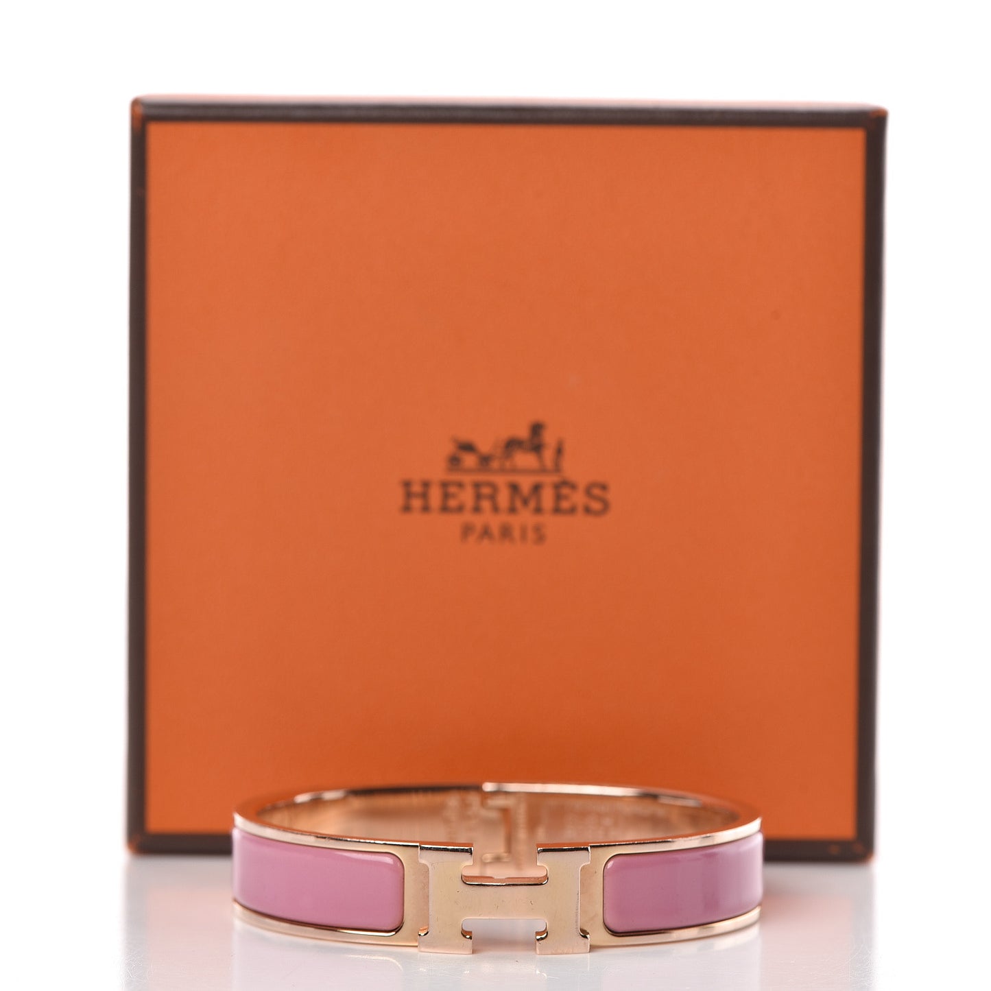 Enamel Narrow Clic Clac H Bracelet PM Rose Flamingo