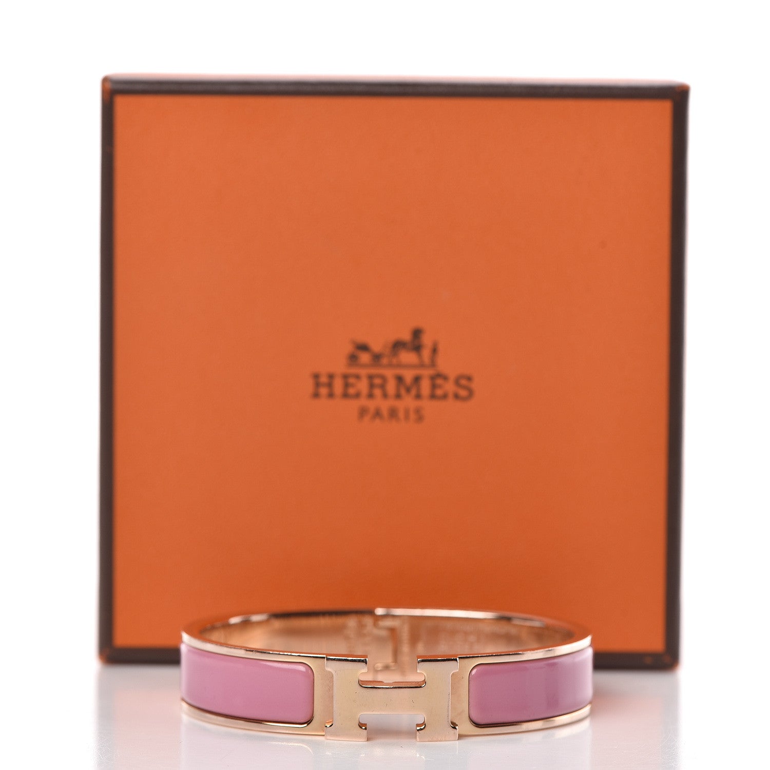 Hermes Enamel Narrow Clic Clac H Bracelet PM Rose Flamingo 6 of 6