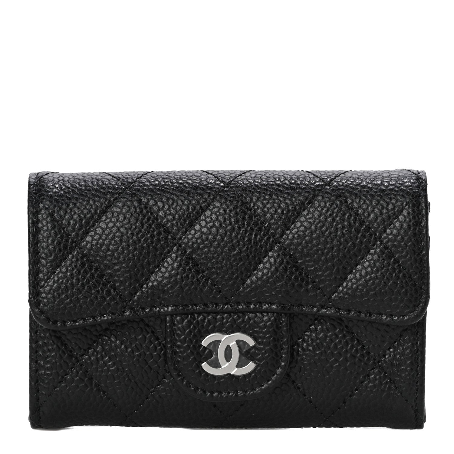 Chanel Caviar Quilted Flap Card Holder Wallet Black 1 of 12