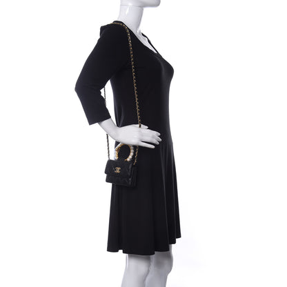 Chanel Lambskin Quilted Pearl Crown Clutch With Chain Black 2 of 12