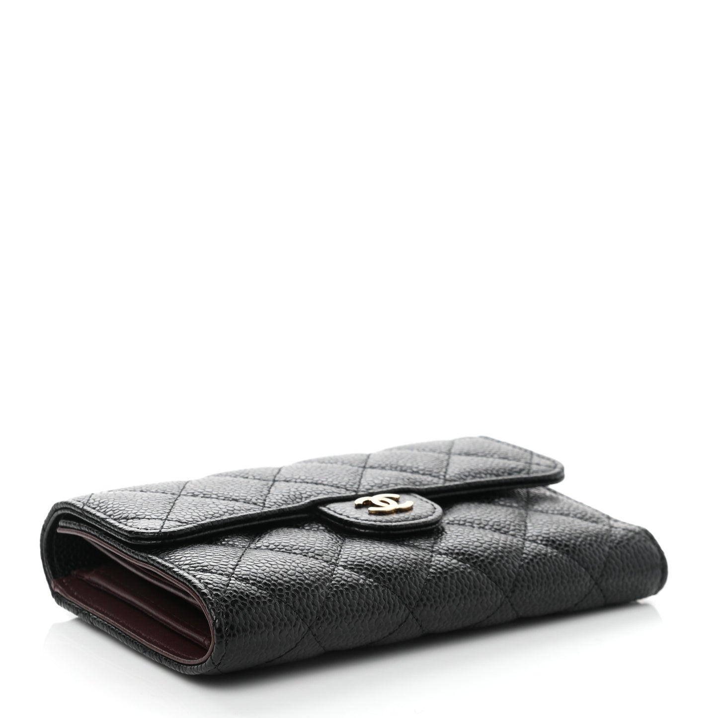 Caviar Quilted Medium Flap Wallet Black
