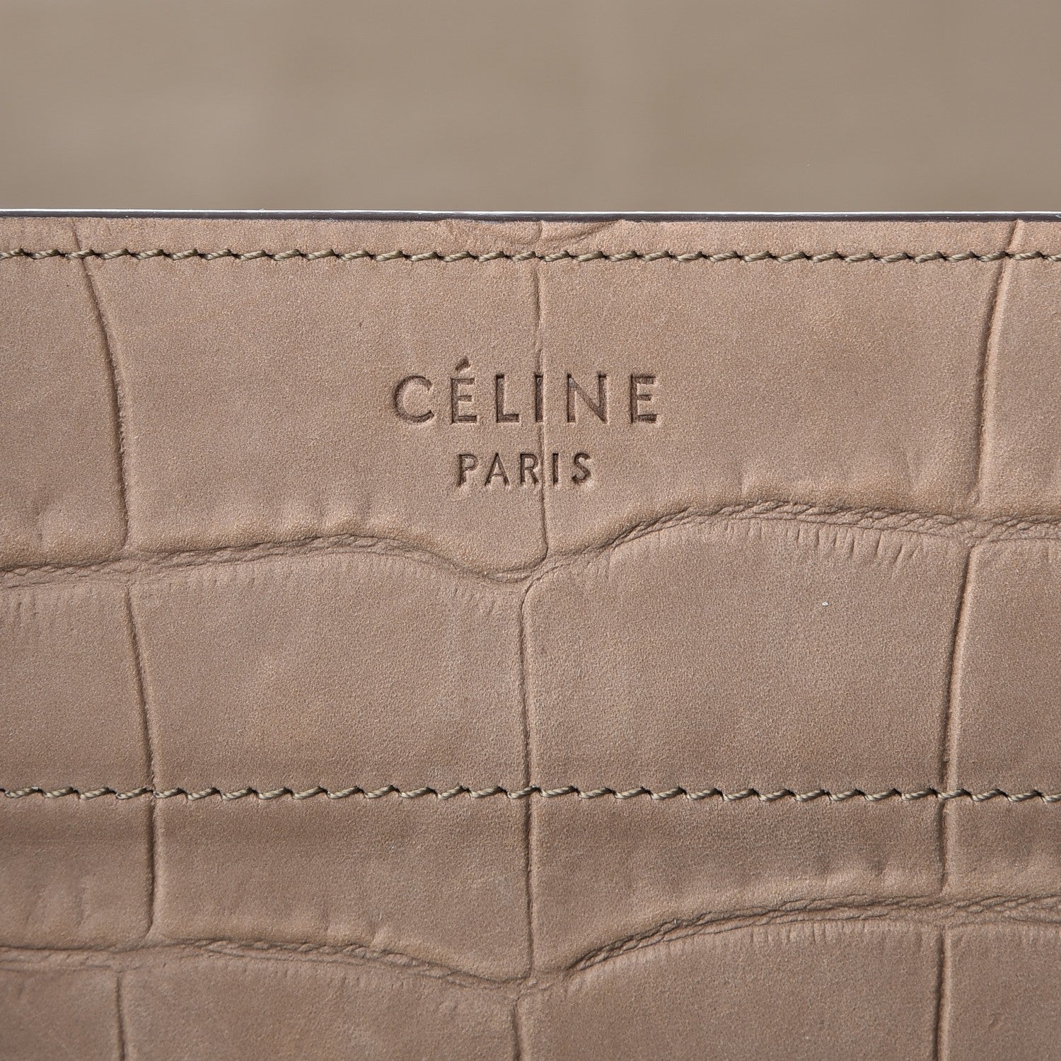 Celine Crocodile Embossed Nubuck Medium Phantom Luggage Beige 6 of 14