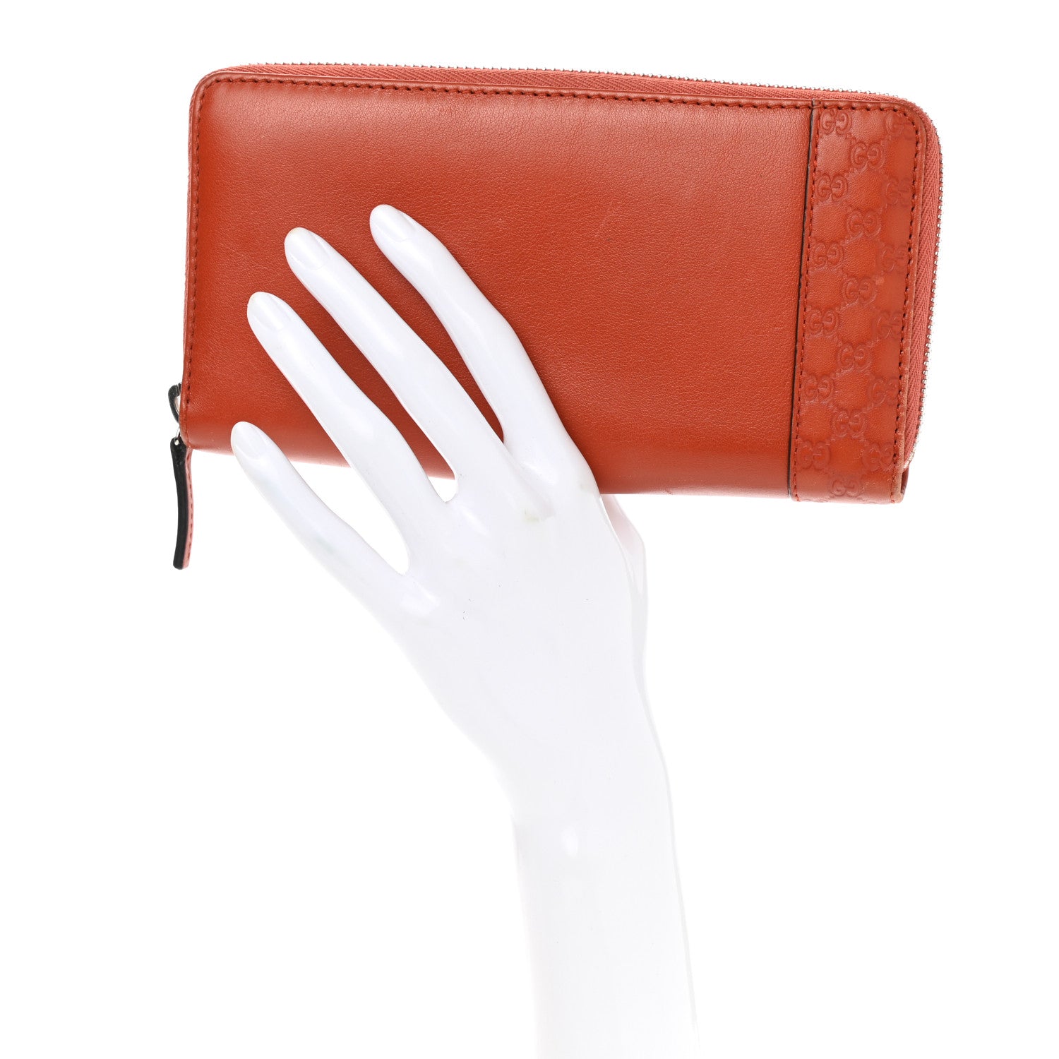 Gucci Calfskin Microguccissima Zip Around Wallet Orange 2 of 8