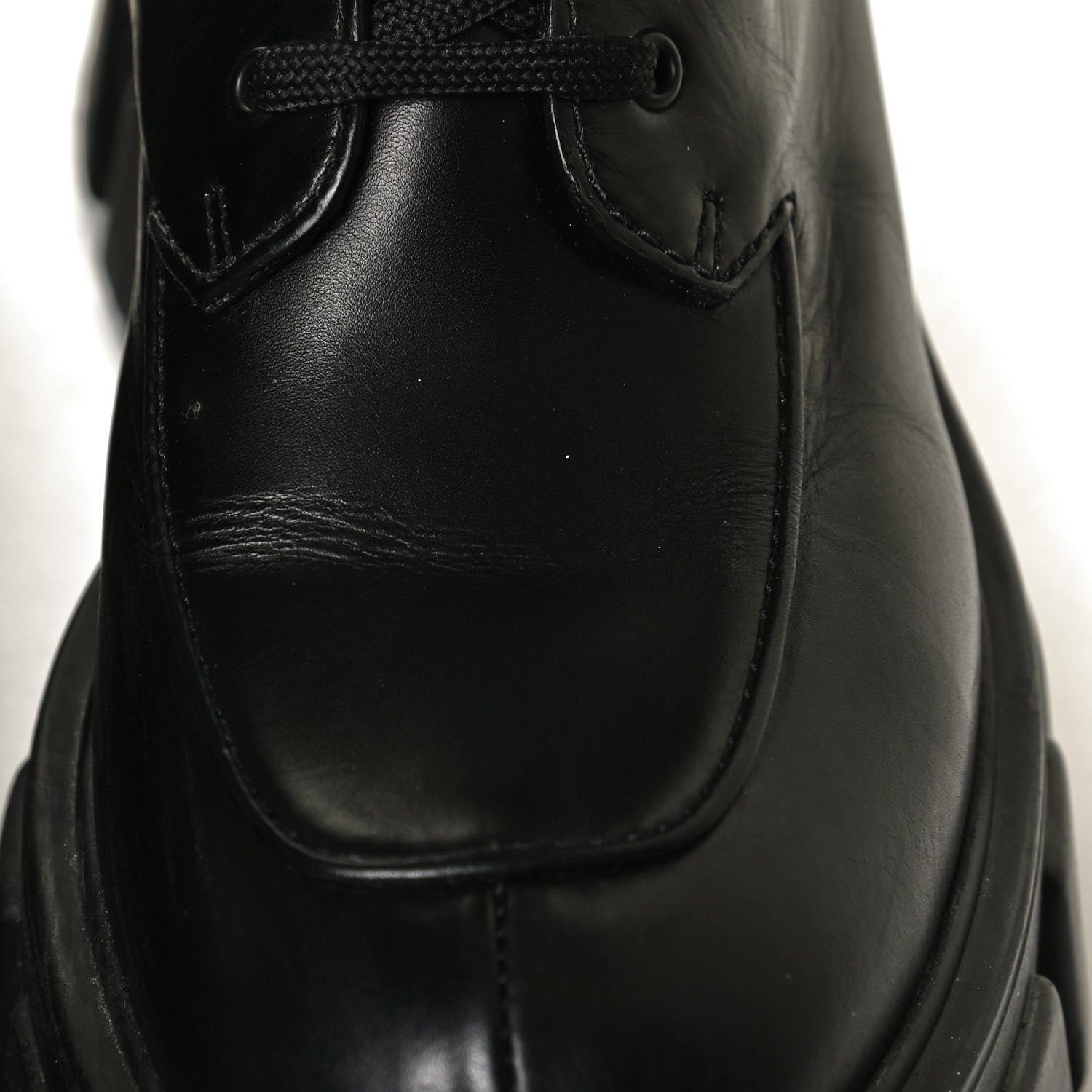 Prada Vitello Lux Nylon Metal Triangle Logo Monolith Pouch Pocket 55mm Tall Combat Boots 36 Black 12 of 12