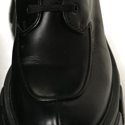 Prada Vitello Lux Nylon Metal Triangle Logo Monolith Pouch Pocket 55mm Tall Combat Boots 36 Black 12 of 12