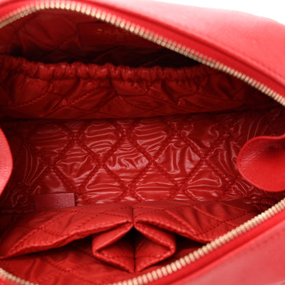 Chanel Caviar Quilted Medium Curvy Pouch Cosmetic Case Red 5 of 7