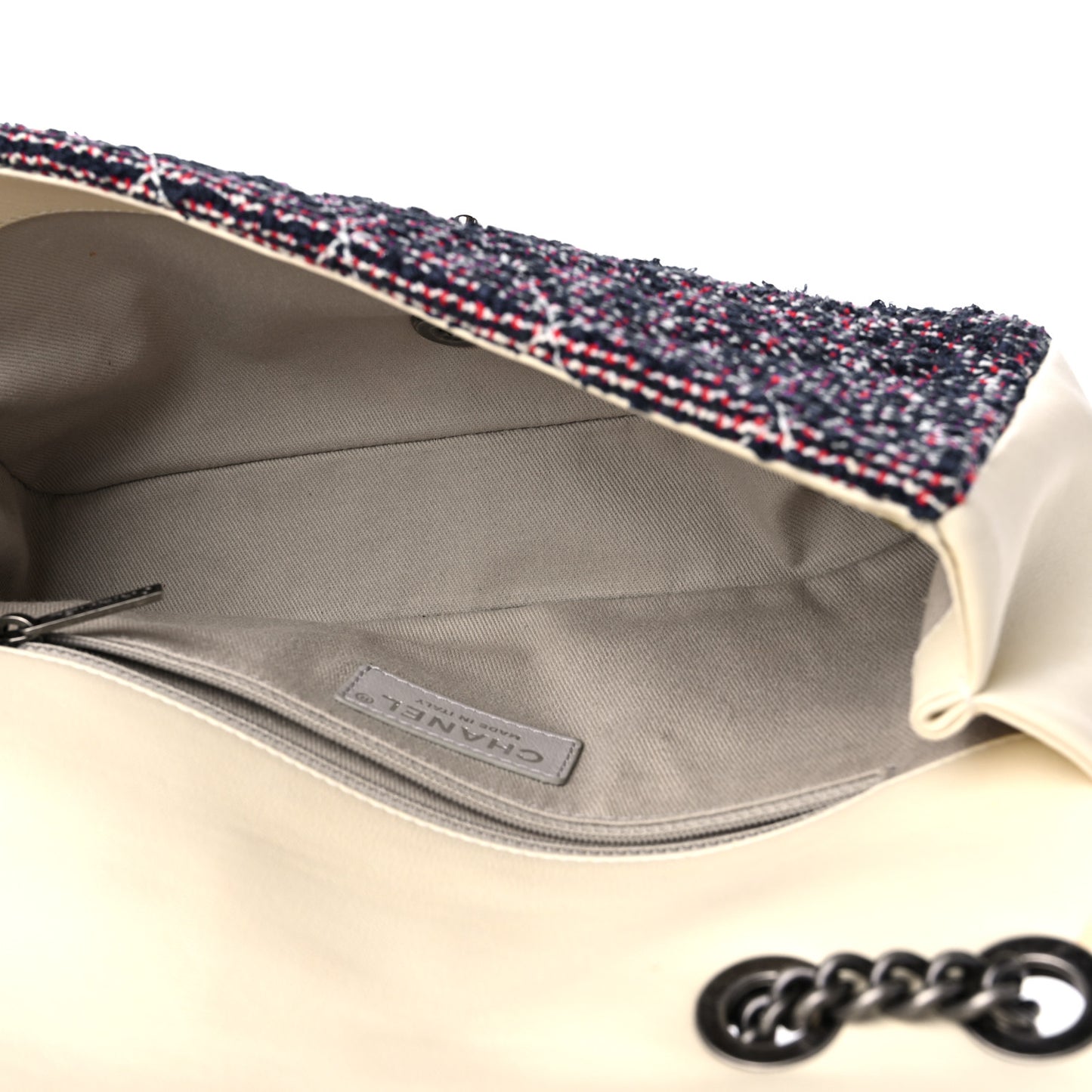 Tweed Quilted Medium Single Flap Blue Multicolor