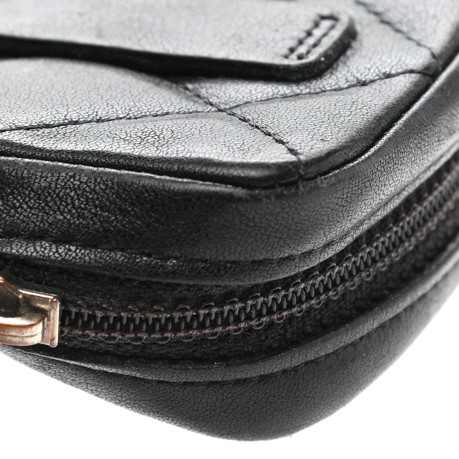 Chanel Calfskin Quilted Cambon Zip Around Cosmetic Pouch Black 7 of 14