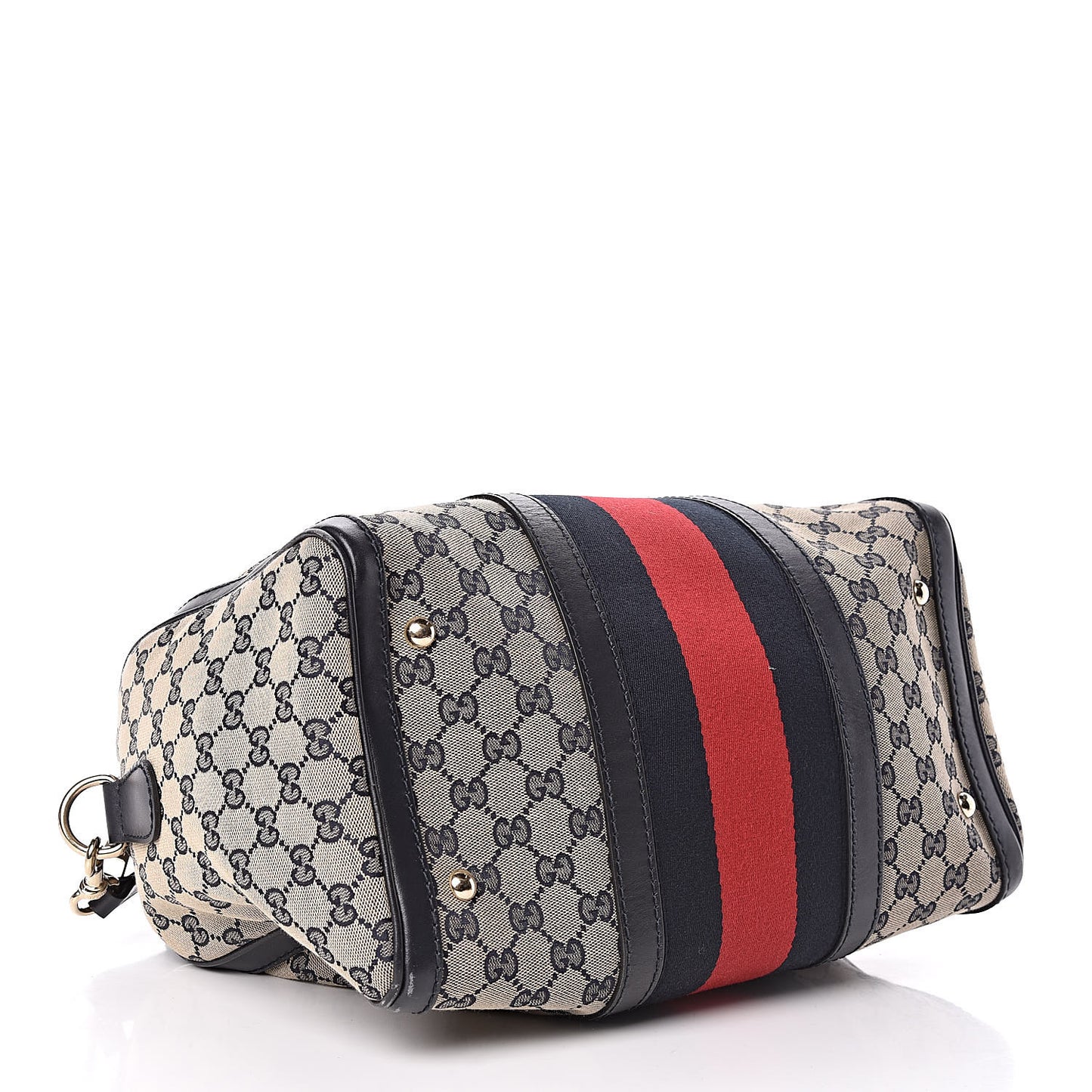 Monogram Selleria Calfskin Vintage Web Medium Boston Beige Blue
