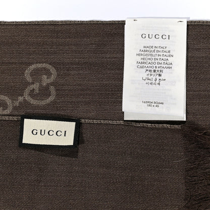 Gucci Wool Silk GG Monogram GGNat Scarf Rope Dark Brown 4 of 4
