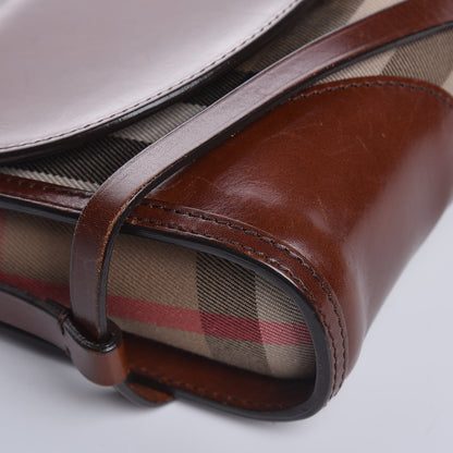 Burberry House Check Bridle Calfskin Small Abbott Crossbody Bag Tan 14 of 17