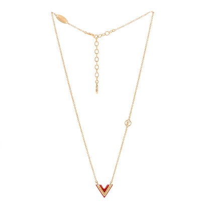 Louis Vuitton Essential Studded V Necklace Gold Red 3 of 7