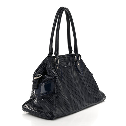 Fendi Patent Perforated Calfskin Bag De Jour Perforated Tote Navy 3 of 10
